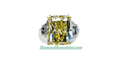 GIA CERTIFIED FANCY YELLOW DIAMOND CUSHION BRILLIANT DIAMOND SIDE SHEILD SHAPE