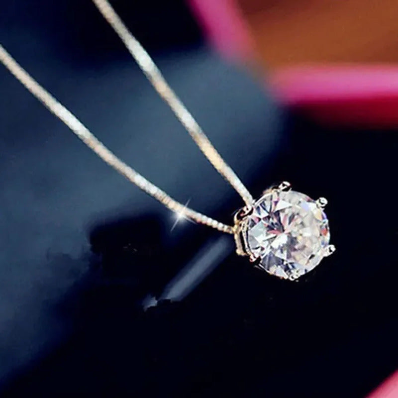 Women Simple Trendy Zircon Rhinestone Choker Necklace Shine Diamond Silver Chain