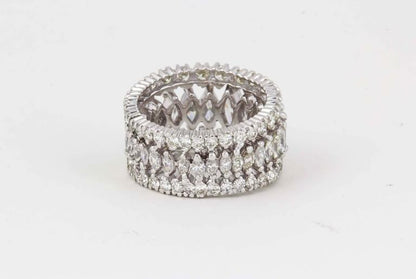 Marquise and Round Diamond Wide Graduated Eternity Band Platinum 8.40 cttw