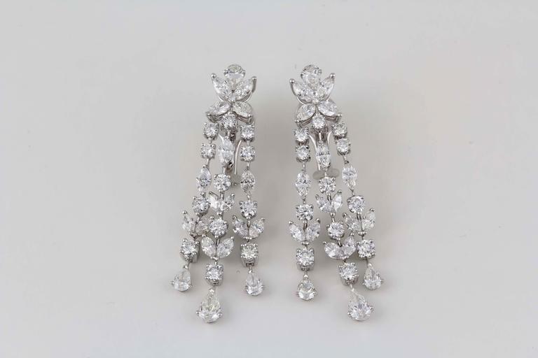 Diamond Chandelier Earrings 12.36 carats of high quality F/G color VS1/2 18 k