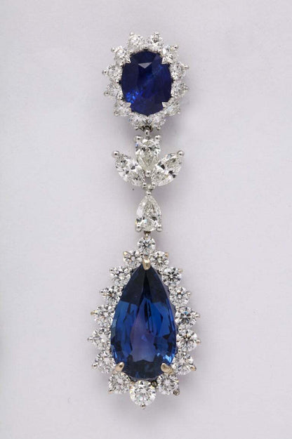 Blue Sapphire and Diamond Drop Earrings