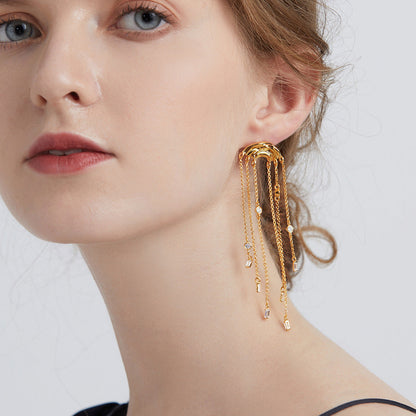 High-Quality Water Ripple Tassel Earrings