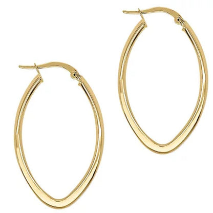 14K Italian Yellow Gold Oval Hoop Earrings