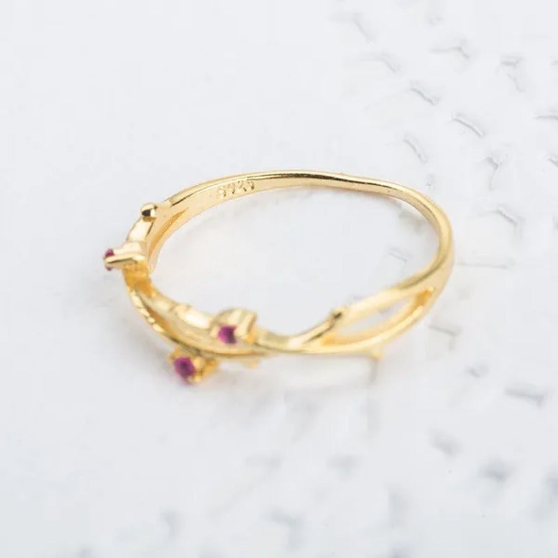 Simple Fashion Natural Ruby Gemstone Bridal Wedding Ring for Womens Engagement W
