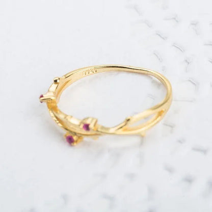 Simple Fashion Natural Ruby Gemstone Bridal Wedding Ring for Womens Engagement W