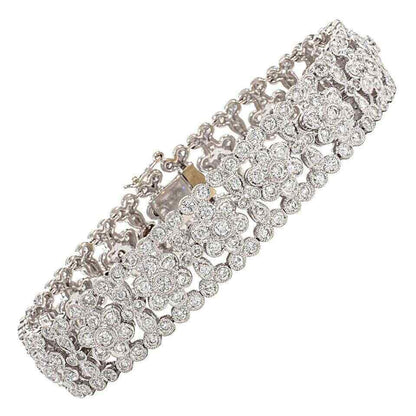 Engraved Diamond Floral Bracelet