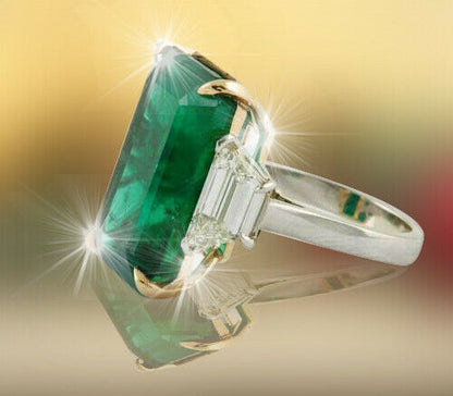 GIA certified 18.83 carat emerald set along 2.08 carat of side diamonds