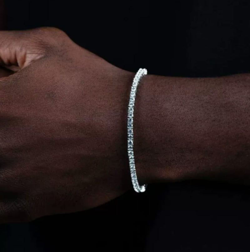 Full Diamond Female Fashion Hip Hop Diamond Silver Bracelet in Europe and Americ