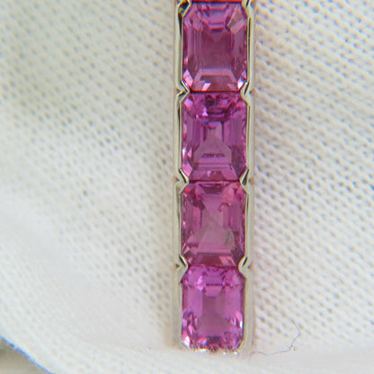 18KT GIA 10.41CT NATURAL PINK SAPPHIRE DIAMOND CROSS PENDANT NECKLACE