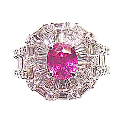 1.82 CT PINK SAPPHIRE OVAL SHAPE 1.66 CT ROUND BRILLIANT