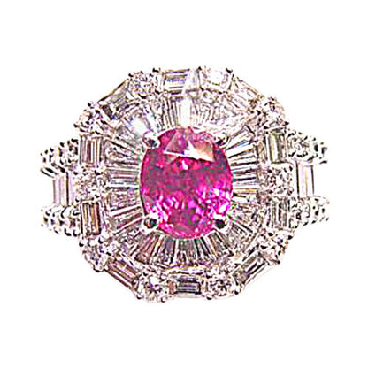 1.82 CT PINK SAPPHIRE OVAL SHAPE 1.66 CT ROUND BRILLIANT