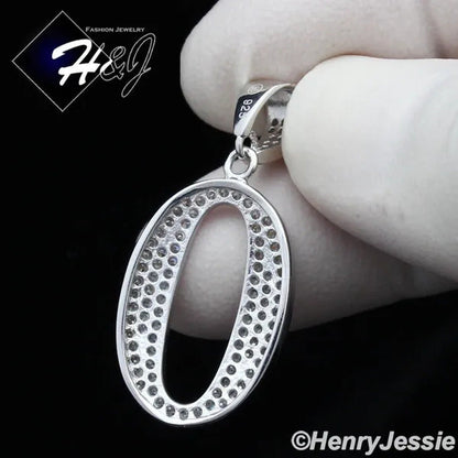 MEN 925 STERLING SILVER LAB DIAMOND ICED BLING NUMBER "0" to "9" PENDANT*SP179