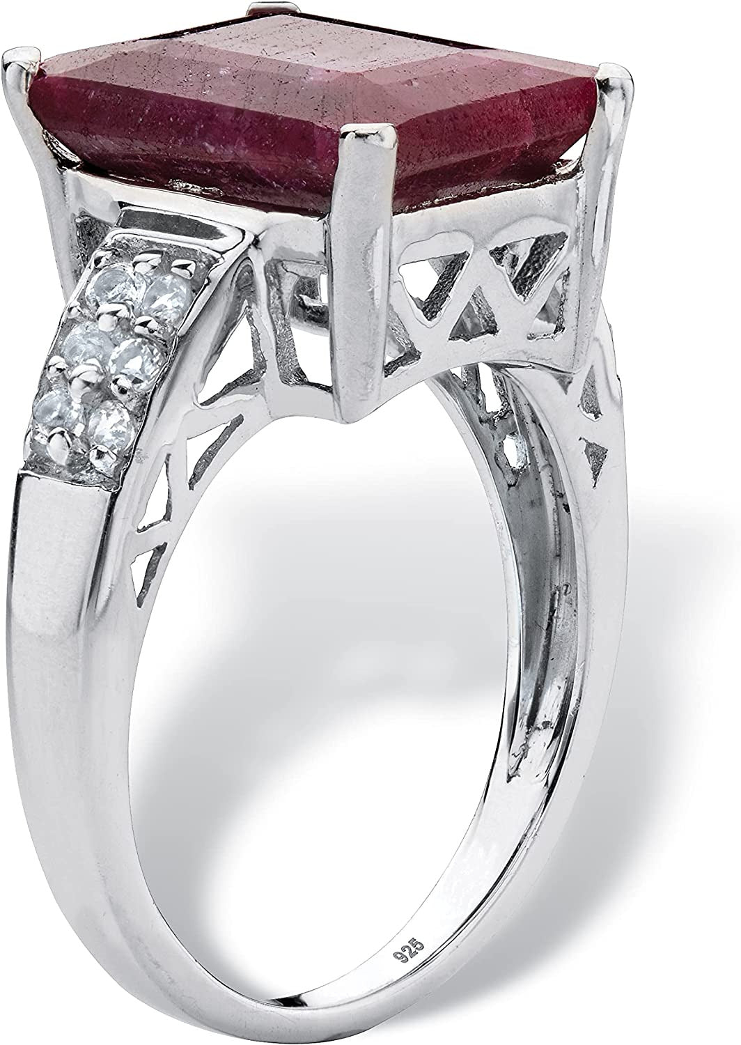 Gold-Plated or Sterling Silver Emerald Genuine Red Ruby and White Topaz Cocktail