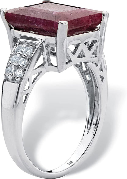 Gold-Plated or Sterling Silver Emerald Genuine Red Ruby and White Topaz Cocktail