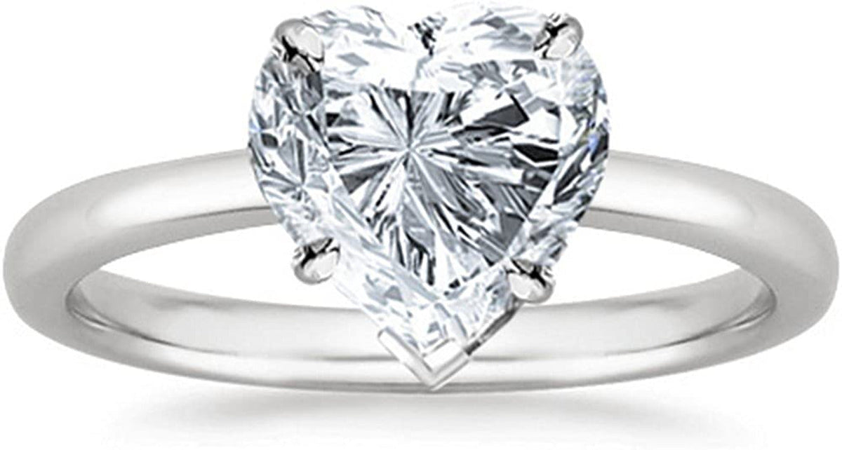 2 Carat GIA Certified 14K White Gold Solitaire Heart Cut Diamond Engagement Ring