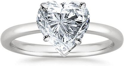 2 Carat GIA Certified 14K White Gold Solitaire Heart Cut Diamond Engagement Ring