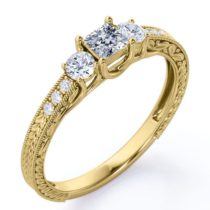 Vintage Half Carat Princess Cut Diamond - Channel Set Band - Edwardian Engagemen
