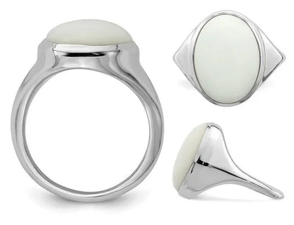 White Agate Ring in Polished Sterling Silver
