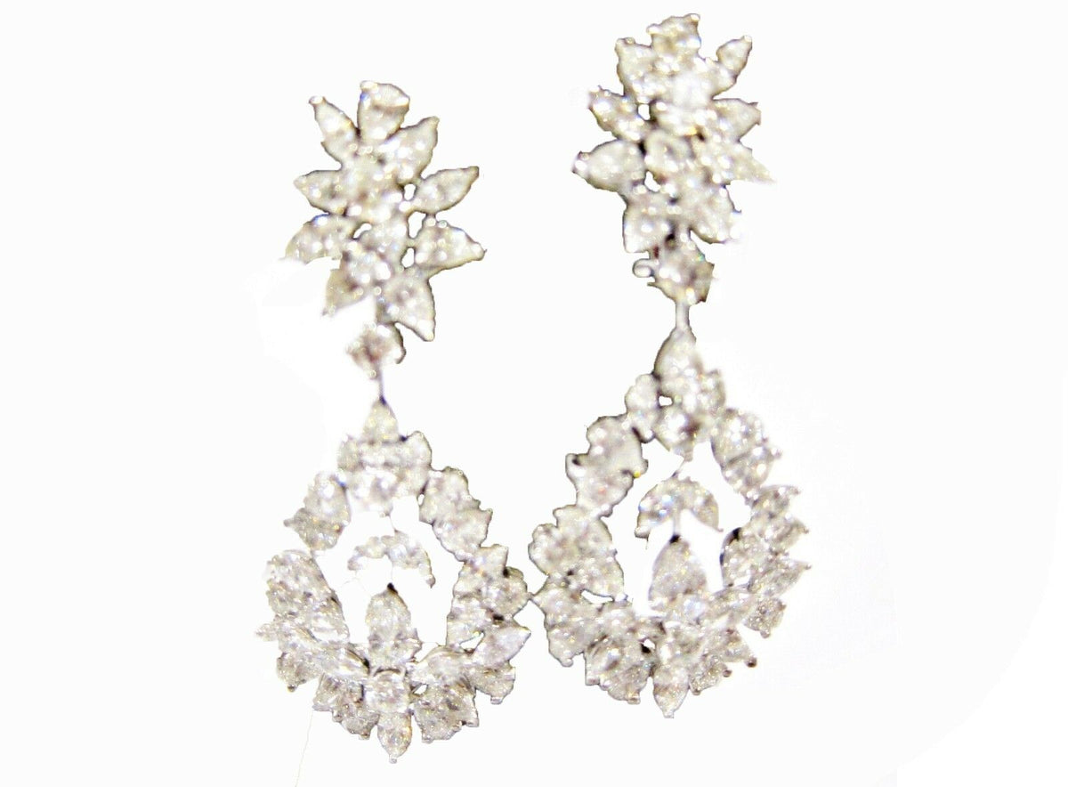 DIAMOND PEAR ROUND BRILLIANT MARQUISE SHAPE DIAMOND DANGLE DIAMOND SET EARRING