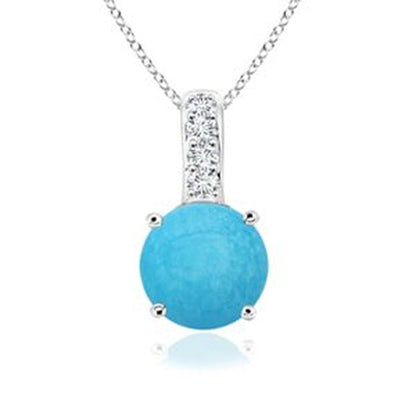 ANGARA Natural Turquoise Solitaire Pendant Necklace for Women, Girls in Sterling
