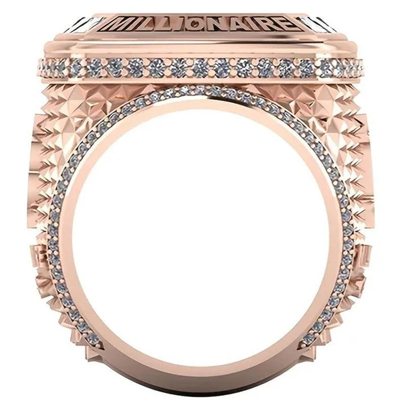 Fashion Rose Gold B Letter Commemorative Ring Full of Diamonds Gift