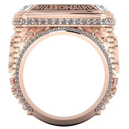 Fashion Rose Gold B Letter Commemorative Ring Full of Diamonds Gift