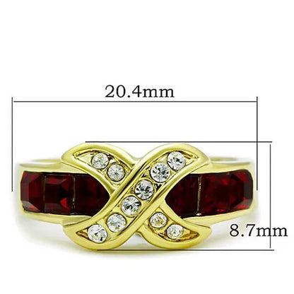 1.50 Ct Ruby Red CZ 14K Gold Plated Stainless Steel Fashion Ring Women'S Size 5-