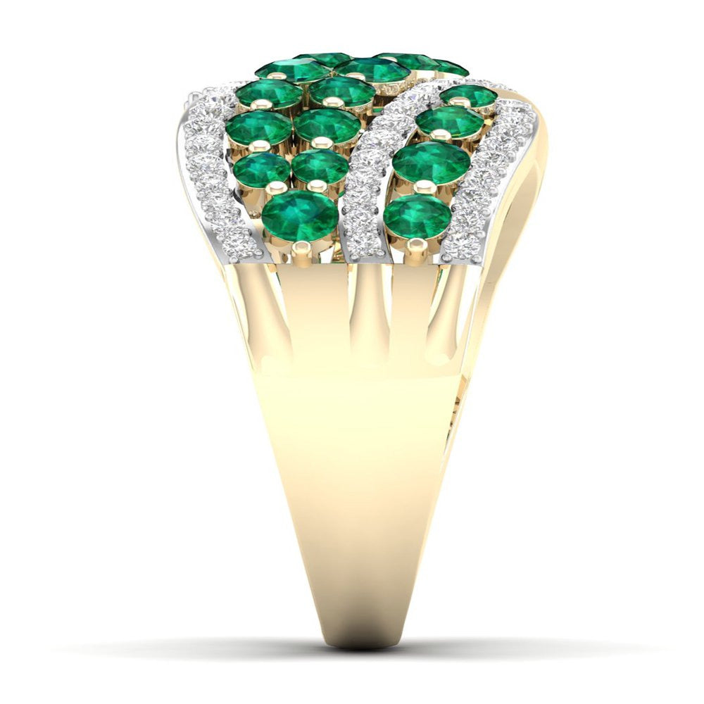 Imperial Gemstone 10K Yellow Gold Emerald 1/4 CT TW Diamond Women'S Fashion Ring