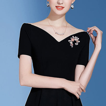 Fashion Accessorices Shell Pearl Flower Brooch Women Safety Pin White Pink