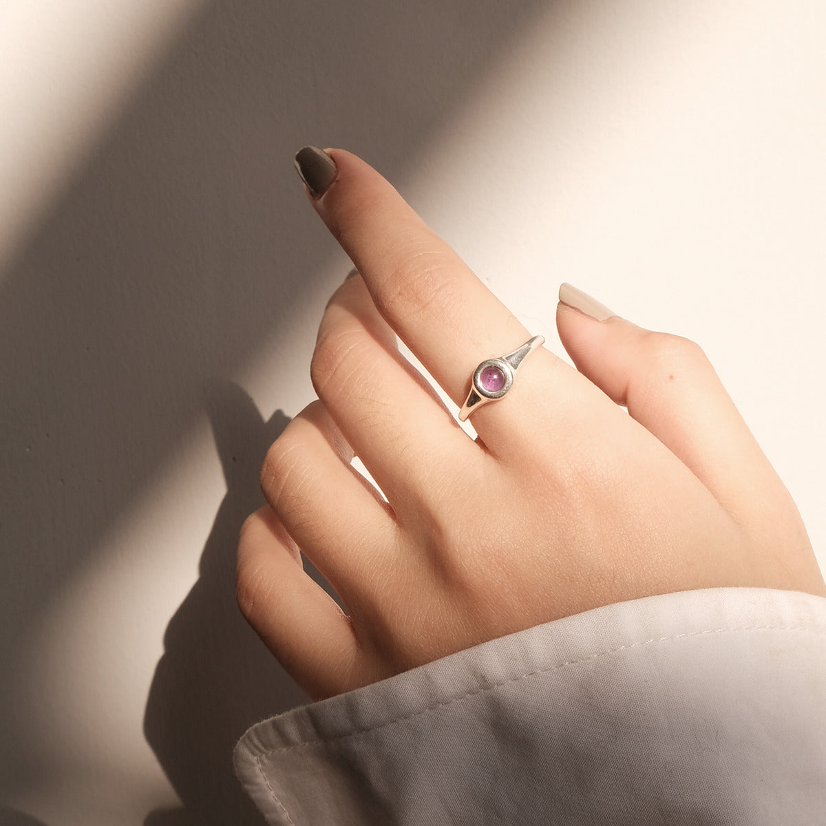 European and American All-Match Pearl Black Onyx Ring