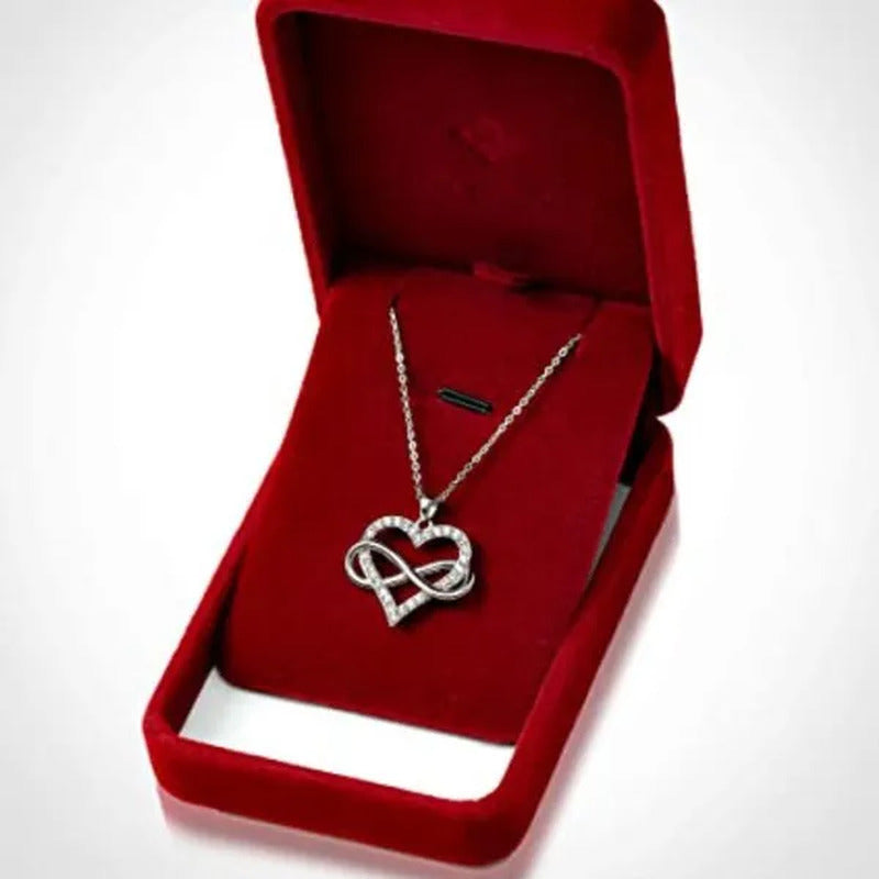 Bridal Romantic Wedding Necklace 925 Sterling Silver Diamond Infinity Heart Neck