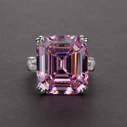 Luxury 100% 925 Sterling Silver Created Pink White Sapphire Square Cut Diamond W