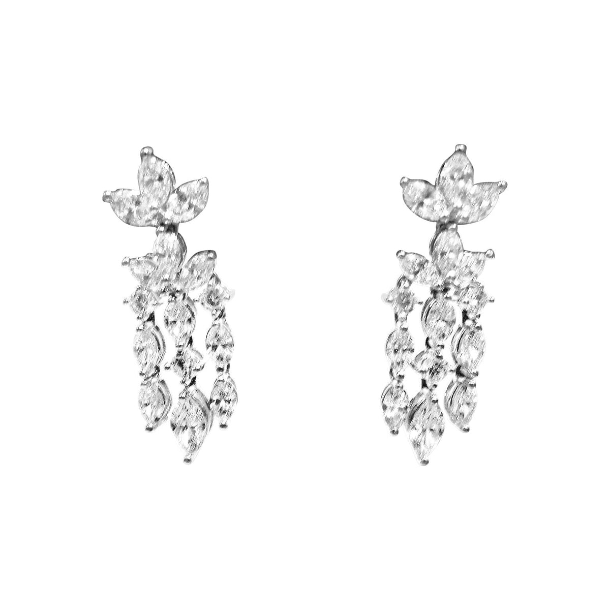 DIAMOND EARRING DANGLE 24 MARQUISE 6 ROUND SHAPE SET DIAMOND