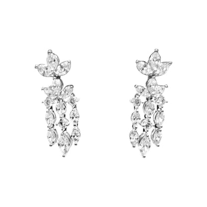 DIAMOND EARRING DANGLE 24 MARQUISE 6 ROUND SHAPE SET DIAMOND