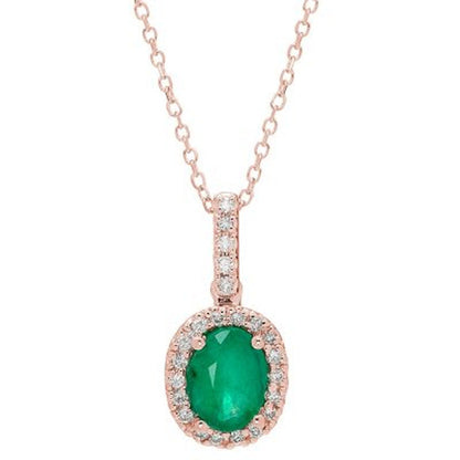 Genuine Emerald and 0.11 CT. T.W. Diamond Pendant in 14K Gold