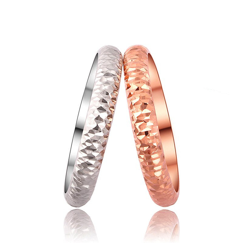 18K Pure Gold Ring Rose White Unisex Men Women Lover Wedding Engagement