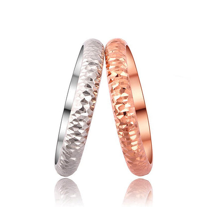 18K Pure Gold Ring Rose White Unisex Men Women Lover Wedding Engagement