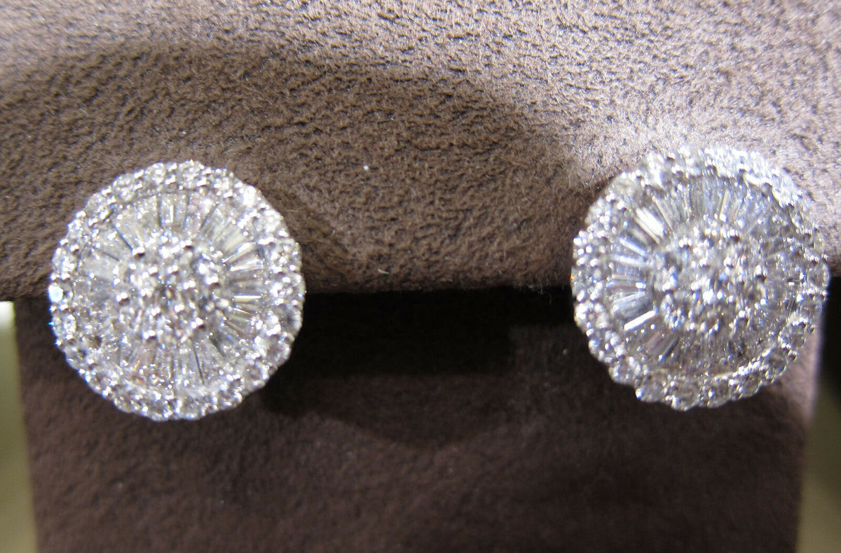 DIAMOND EARRING 58 ROUND BRILLIANT PRONG SET 42 BAGUETTE SHAPE DIAMOND EARRING