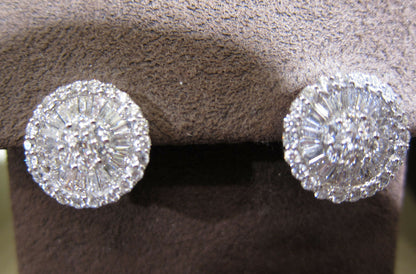 DIAMOND EARRING 58 ROUND BRILLIANT PRONG SET 42 BAGUETTE SHAPE DIAMOND EARRING