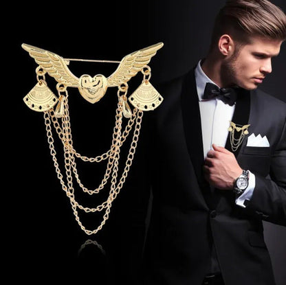 New Brooch Retro Tassel Inlaid Diamond Collar Pin Alloy Pin