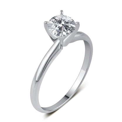 Arista 0.50 Carat T.W. round White Diamond Solitaire Ring in 14K White Gold (H-I