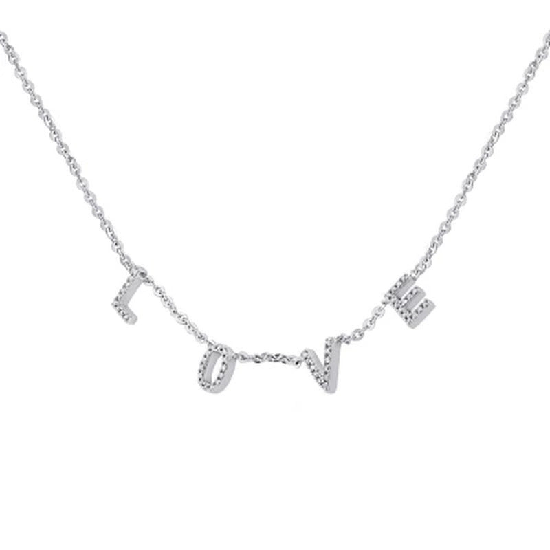 0.15 CT. T.W. Diamond LOVE Necklace in Sterling Silver