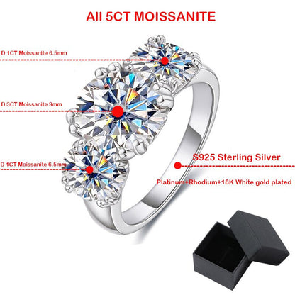 5CT 18K Moissanite Engagement Rings for Women round Double Halo Lab Created