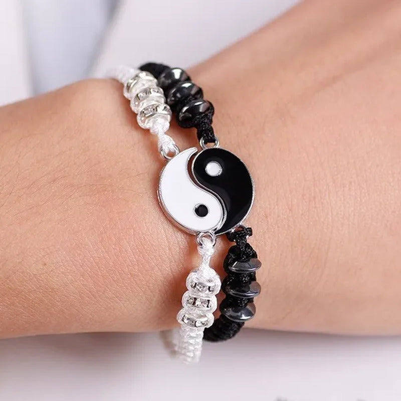 2022 New Best Friend Bracelet 2 Matching Yin Yang Adjustable Rope Bracelet Neckl