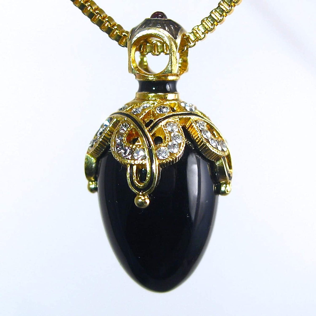 Sterling Silver Necklace Turquoise Pendant Black Diamond Crystals Enamel Genuine