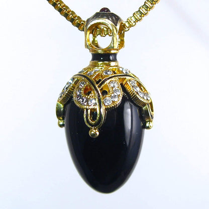 Sterling Silver Necklace Turquoise Pendant Black Diamond Crystals Enamel Genuine