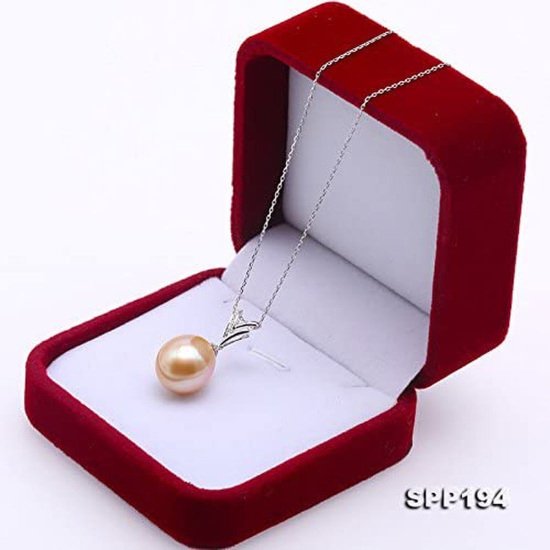 18K Gold Pendant 13X14Mm Oval Golden South Sea Cultured Pearl Pendant Necklace D