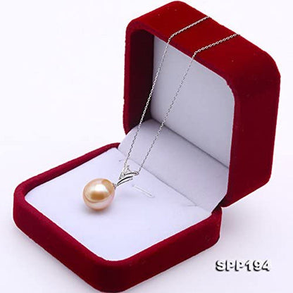 18K Gold Pendant 13X14Mm Oval Golden South Sea Cultured Pearl Pendant Necklace D