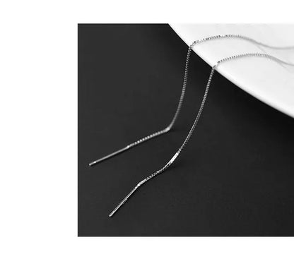 Minimalist Women'S Earline Earrings 925 Sterling Silver Long Chain Earrings, Wom