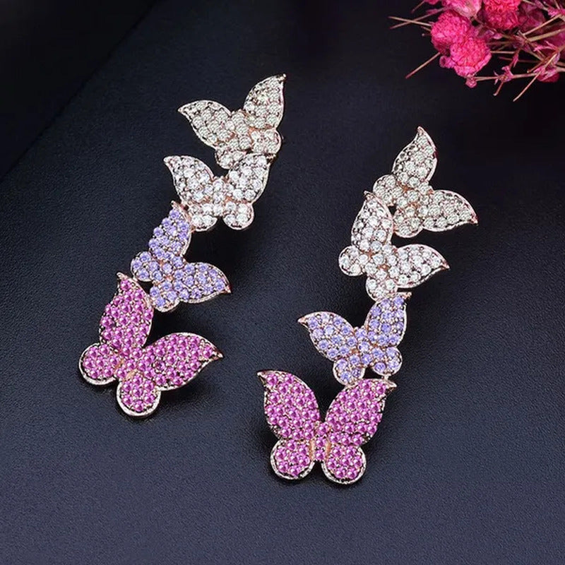 Gloriya Women'S Fashion 925 Sterling Pin Ear Jewelry Micro Pave Colorful CZ Diam